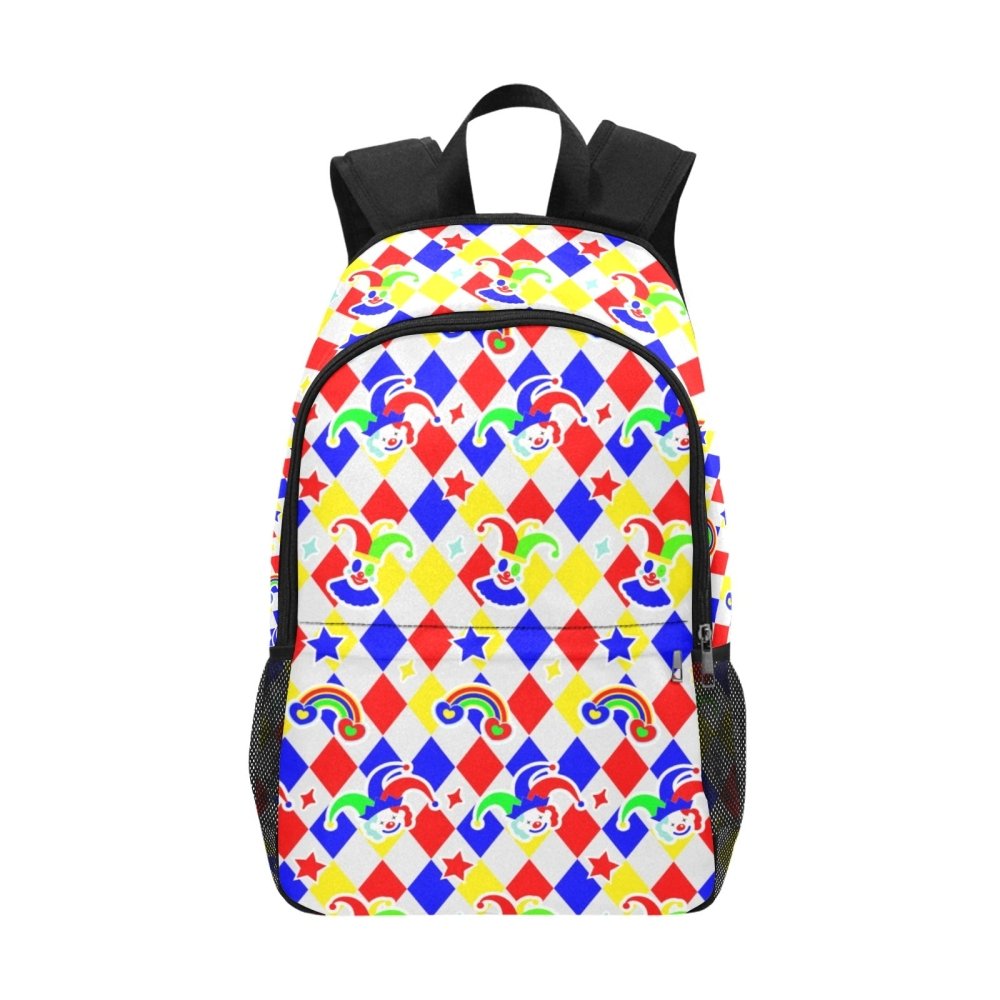 Multicolor Harlequin Backpack with Clown Aesthetic