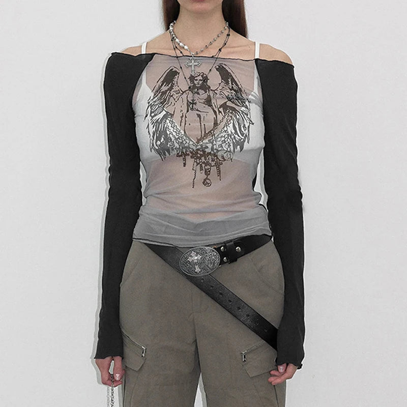 Off Shoulder Vintage Goth Top - In Control Clothing