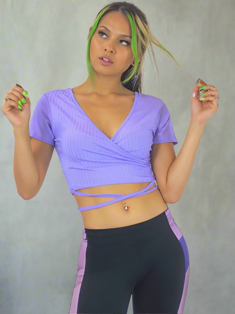Pastel Aesthetic Ribbed Lilac Crop Top - In Control Clothing