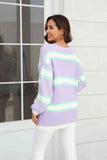 Pastel Color Block Ribbed Dropped Shoulder Open Front Cardigan