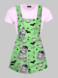 Pastel Goth Kawaii Ghost Overall Shorts - In Control Clothing