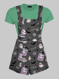 Pastel Goth Kawaii Ghost Overall Shorts - In Control Clothing