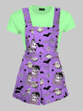 Pastel Goth Kawaii Ghost Overall Shorts - In Control Clothing