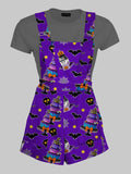 Pastel Goth Kawaii Halloween Overall Shorts - In Control Clothing