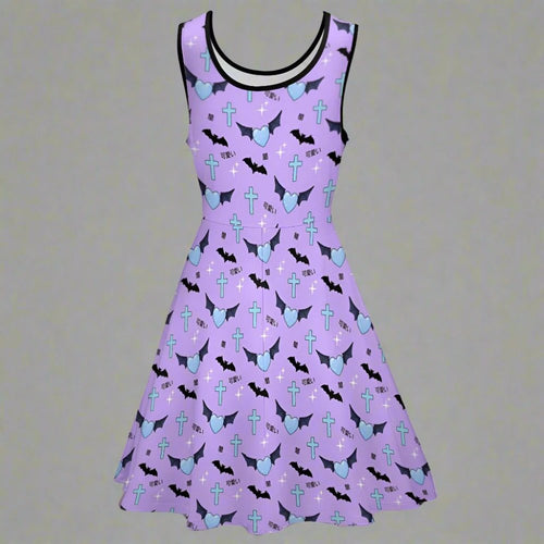 Pastel Goth Sleeveless Skater Dress