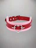 Pink And Red Collar Necklace with Two - Tone Heart - Valentine's Day Jewelry - In Control Clothing