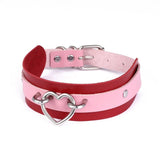 Pink And Red Collar Necklace with Two - Tone Heart - Valentine's Day Jewelry - In Control Clothing