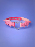 Pink Punk Gothic Heart Wing Necklace - Women's Pink Harajuku Choker - In Control Clothing