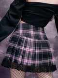 Plaid High Waist Pink Mini Skirt - In Control Clothing
