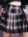 Plaid High Waist Pink Mini Skirt - In Control Clothing