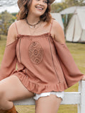 Plus Size Boho Long Sleeve Blouse - In Control Clothing