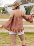 Plus Size Boho Long Sleeve Blouse - In Control Clothing