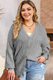 Plus Size Cable - Knit Button Up Sweater
