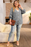 Plus Size Cable - Knit Button Up Sweater