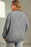Plus Size Cable - Knit Button Up Sweater
