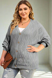 Plus Size Cable - Knit Button Up Sweater