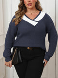 Plus Size Dropped Shoulder Long Sleeve Sweater