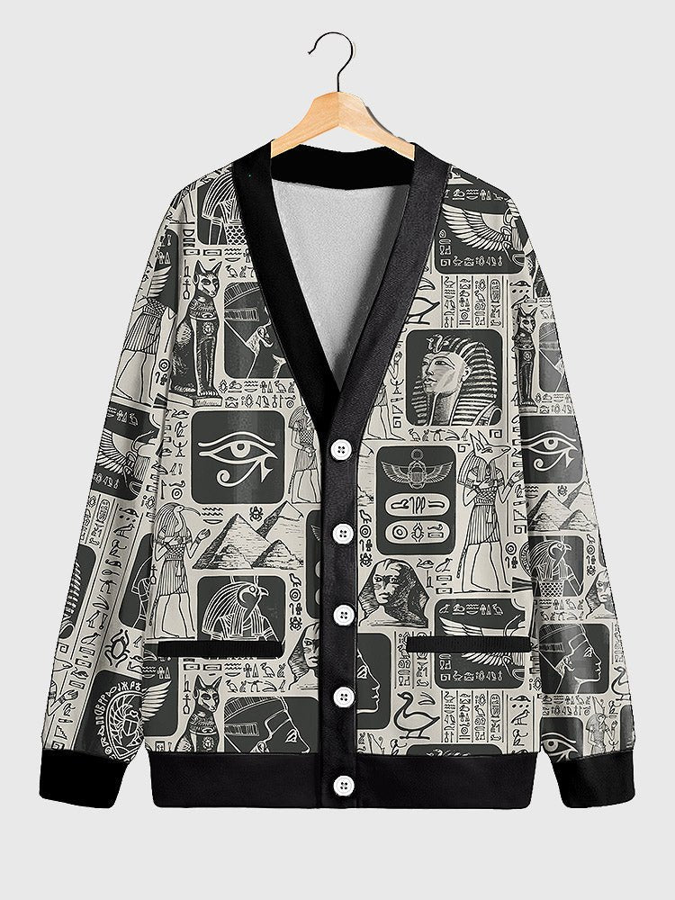 Plus Size Egyptian Hieroglyphics Cardigan