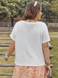 Plus Size Fashion Lace Detail Short Sleeve Top - In Control Clothing