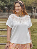 Plus Size Fashion Lace Detail Short Sleeve Top - In Control Clothing