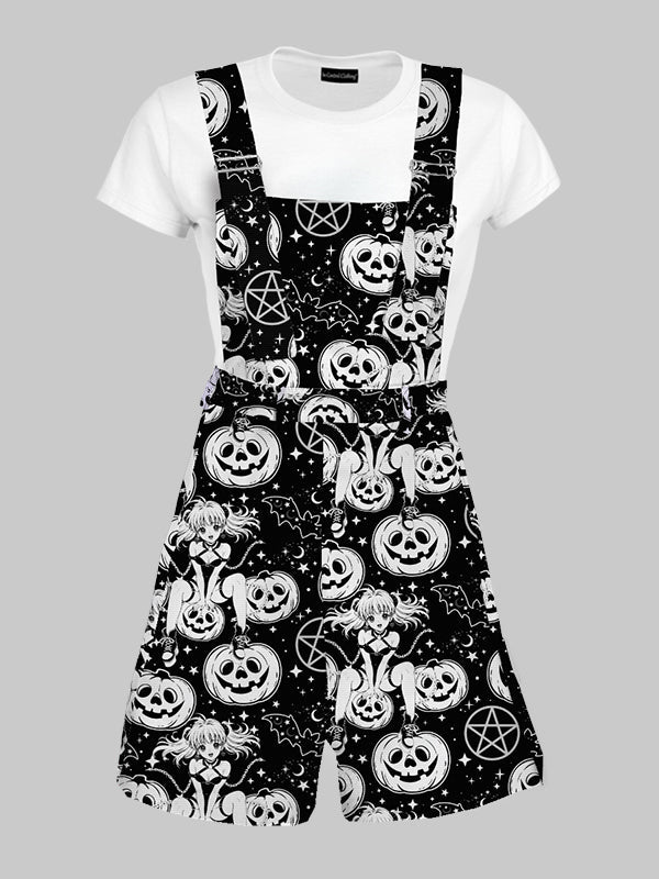 Plus Size Halloween Anime Overall Shorts - In Control Clothing