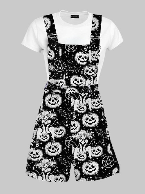 Plus Size Halloween Anime Overall Shorts
