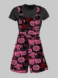 Plus Size Halloween Anime Overall Shorts - In Control Clothing