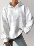 Plus Size Star Texture Drawstring Hoodie