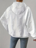 Plus Size Star Texture Drawstring Hoodie