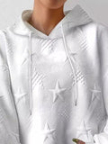 Plus Size Star Texture Drawstring Hoodie