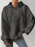 Plus Size Star Texture Drawstring Hoodie