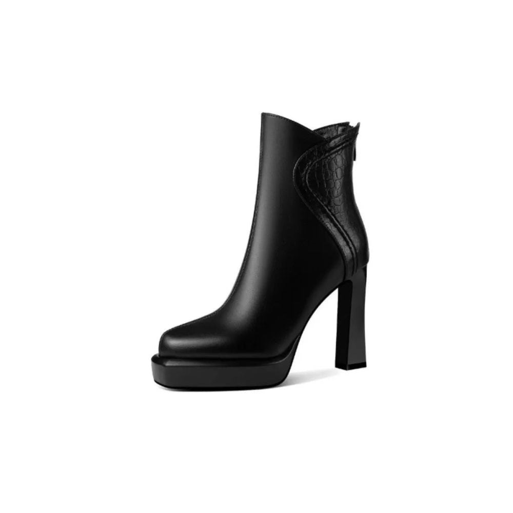 Point Toe Block Heels Boots