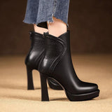 Point Toe Block Heels Boots