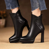 Point Toe Block Heels Boots