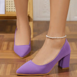 Point Toe Block Heels Pumps
