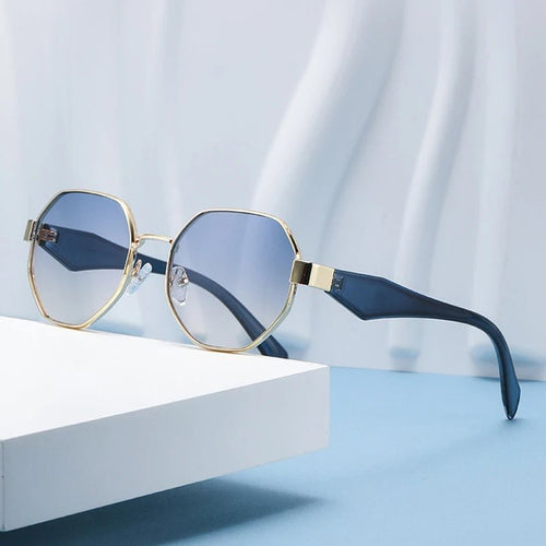 Polygonal Metal Frame Sunglasses - Stylish Vacation Shades