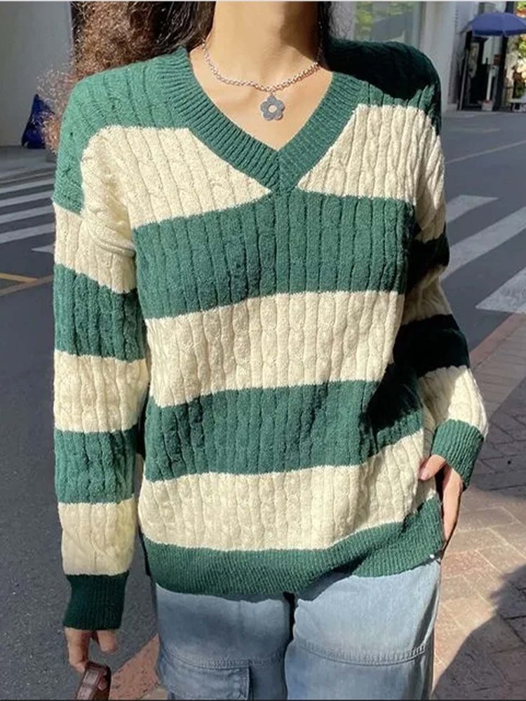 Preppy Style Academia Fashion Striped Sweater - In Control Clothing