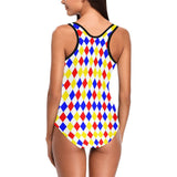 Primary Color Harlequin Pattern One Piece Swimsuit - In Control Clothing
