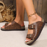 PU Leather Buckle Sandals - In Control Clothing
