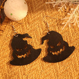 PU Leather Hat Shape Halloween Earrings - In Control Clothing