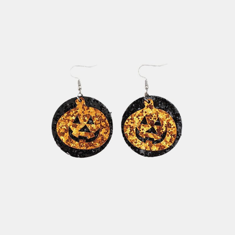 PU Leather Pumpkin Themed Earrings - In Control Clothing