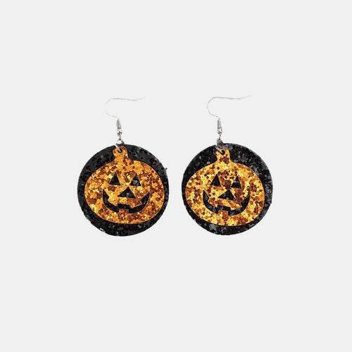 PU Leather Pumpkin Themed Earrings