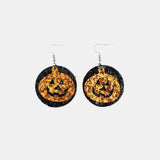 PU Leather Pumpkin Themed Earrings - In Control Clothing