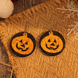 PU Leather Pumpkin Themed Earrings - In Control Clothing