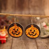 PU Leather Pumpkin Themed Earrings - In Control Clothing