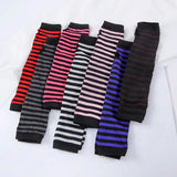 Punk Aesthetic Long Striped Fingerless Gloves - In Control Clothing