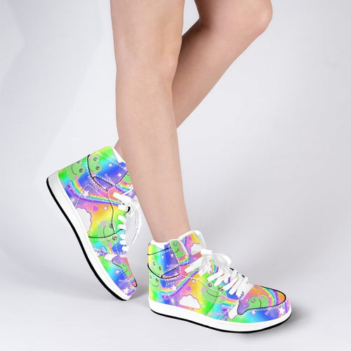 Rainbow Frog High Tops - Kawaii Style - Women Sneakers