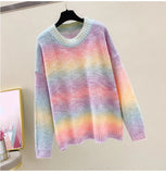 Rainbow Kawaii Casual O - Neck Knitted Shirt for Women - In Control Clothing