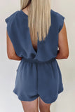 Round Neck Drawstring Waist Romper