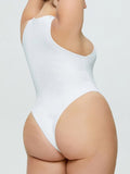 Round Neck Wide Strap Bodysuit - In Control Clothing